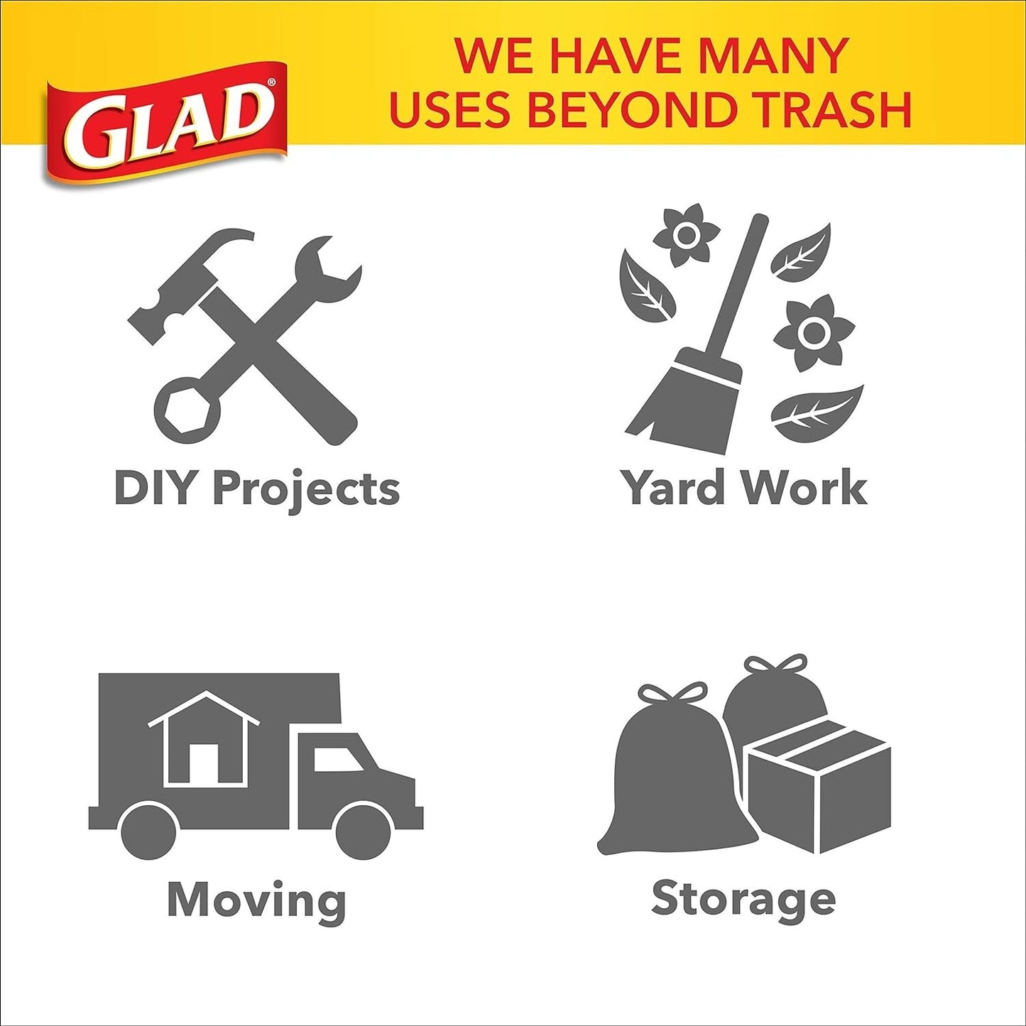 Glad Forceflex Trash Bags Heavy Duty Stretchable Large Rubbish Bag 25 Bags