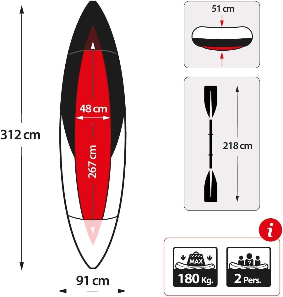 Intex Kayak Boat Canoe K2 Inflatable 2 Seat Floating Oars River Lake