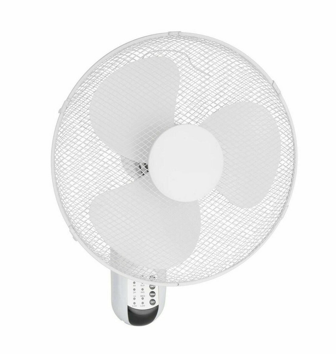 Click Wall Mounted Fan 40cm Fixed Oscillating 3 Speed Remote Control Timer White