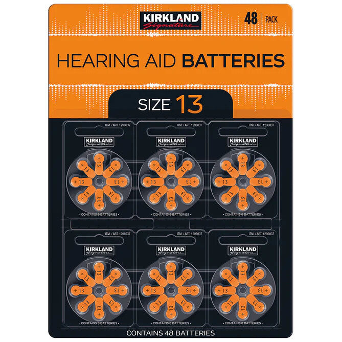 Kirkland Signature Hearing Aid Batteries Size 13 1.4V Battery Pack of 48 Bulk