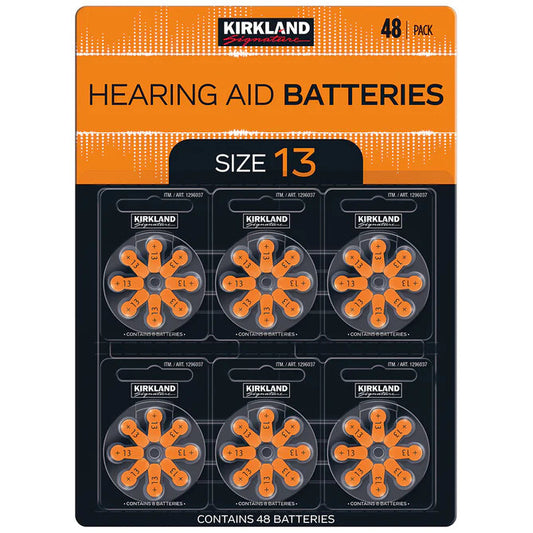 Kirkland Signature Hearing Aid Batteries Size 13 1.4V Battery Pack of 48 Bulk