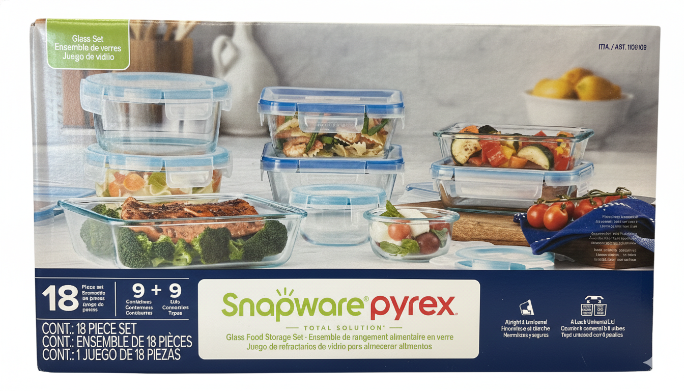 Snapware Pure Pyrex Glass Container Clear Food Keeper Airtight Storage 18 pcs