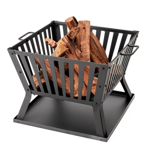 Jumbuck Fire Pit Outdoor Bucket Square Steel Portable Firepit Patio Ash Catcher