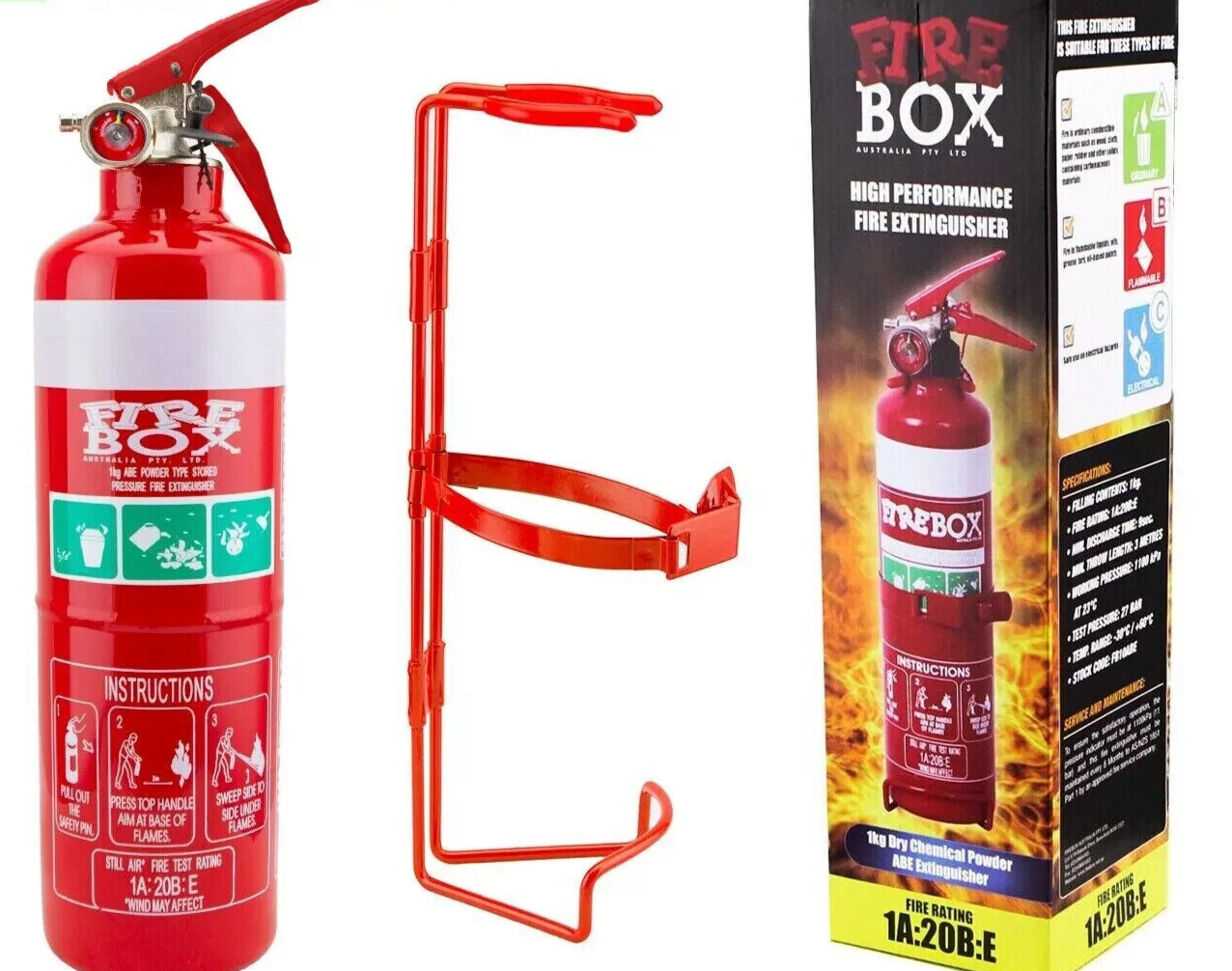 Firebox 1kg Fire Extinguisher ABE Professional Dry Chemical Powder w/ Bracket
