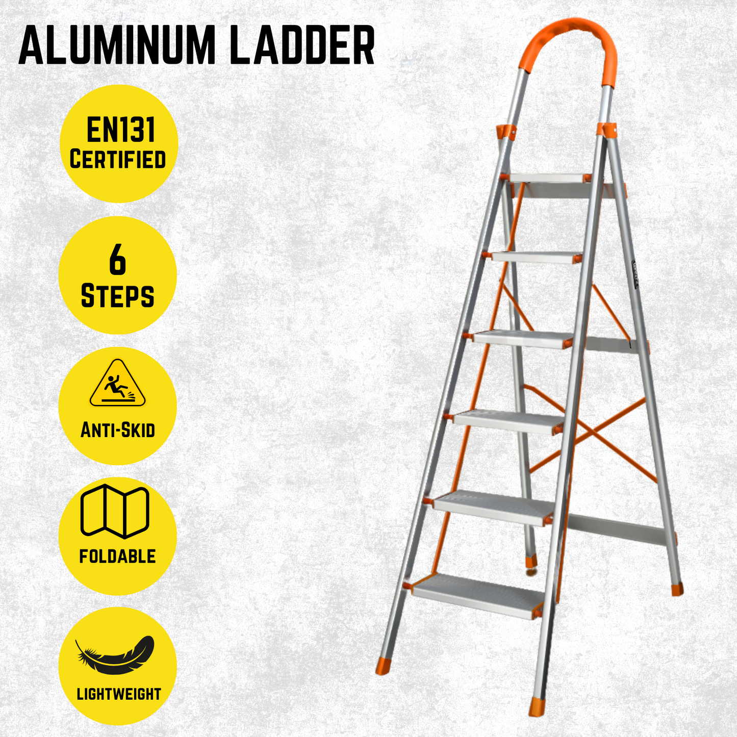 Katashi 6 Step Ladder Aluminium Multi Purpose Folding Light Weight Platform