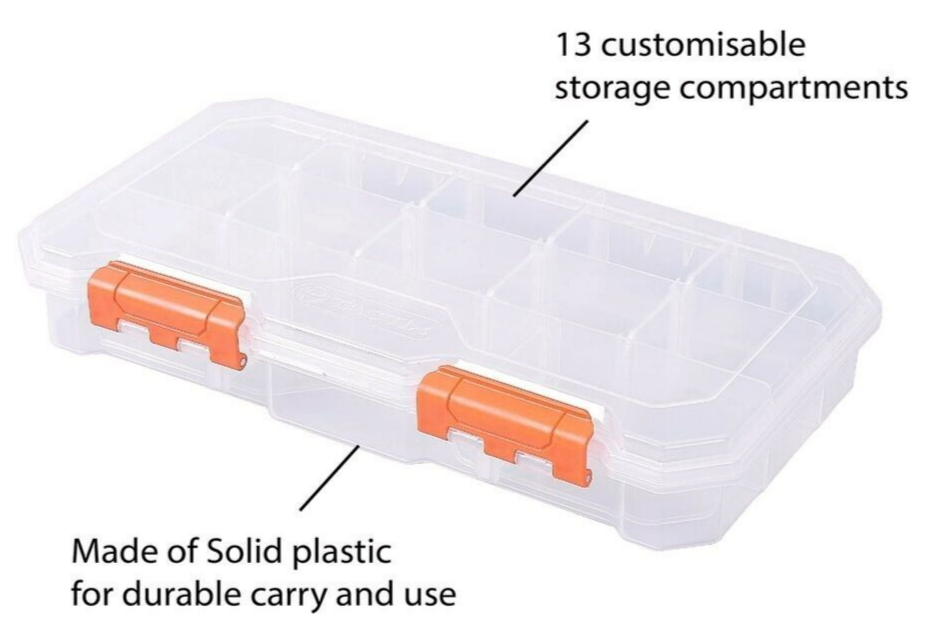Tactix 13 Compartment Storage Box Removable Dividers Detachable Tool Organiser