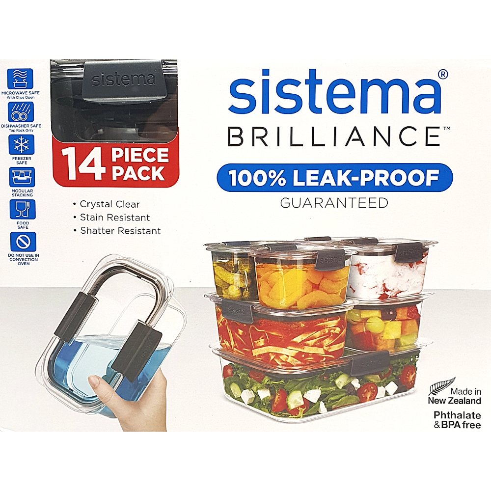 NEW Sistema Brilliance 14 Piece Food Storage Containers & Lids Housewarming Set