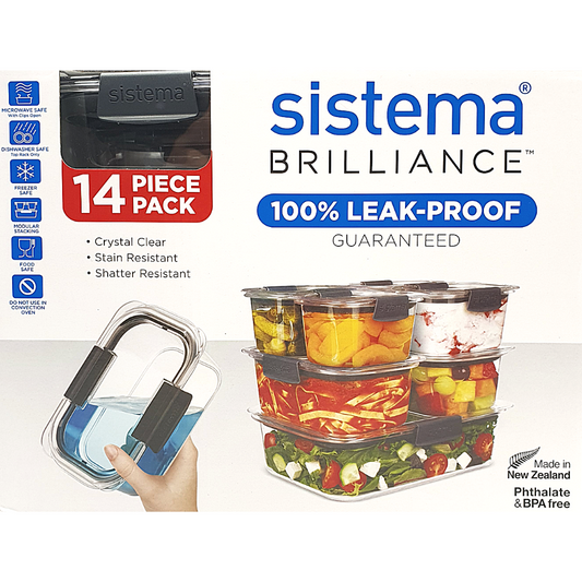 NEW Sistema Brilliance 14 Piece Food Storage Containers & Lids Housewarming Set