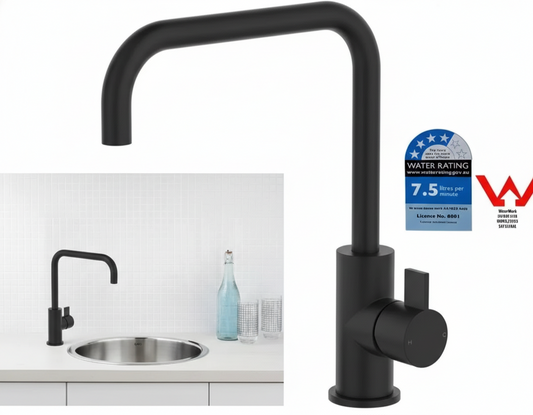 Caroma Clark Blade Sink Basin Mixer Matte Round Swivel Spout Outlet WELS
