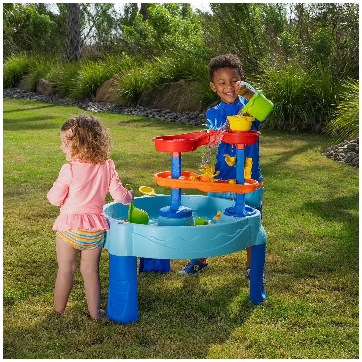 Step 2 Double Cascading Rapids Water Table Kids Play Toy 23 Pcs Accessories