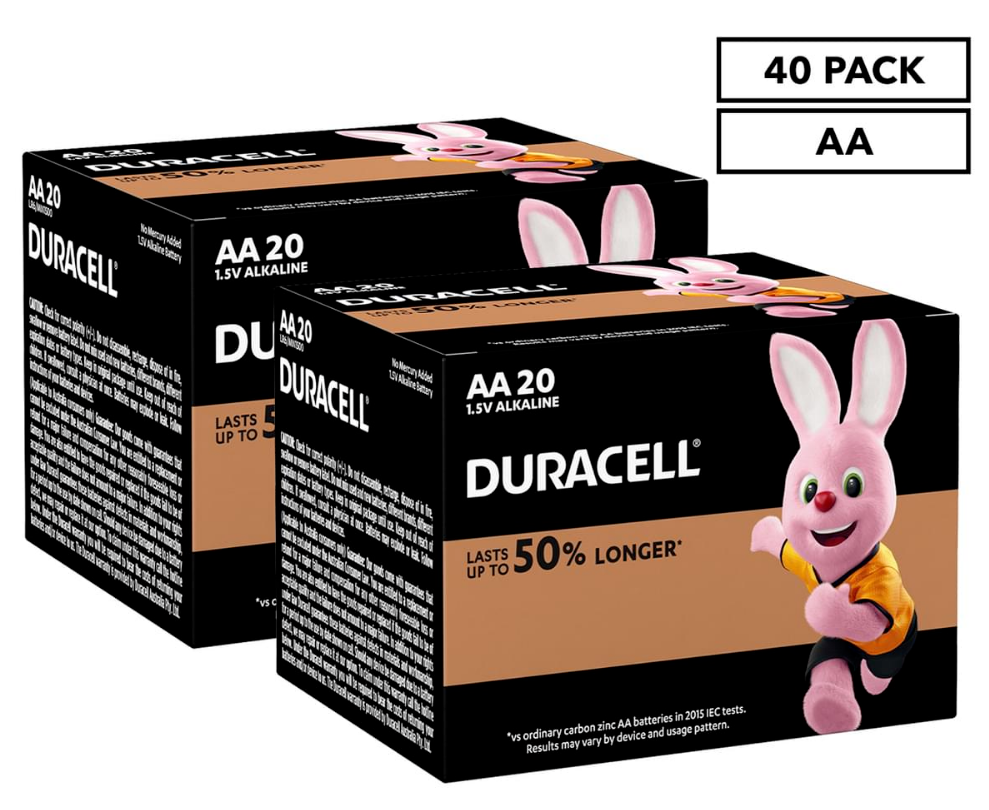 Duracell Coppertop AA Battery Alkaline Batteries Long Lasting Geniune 40 Pack