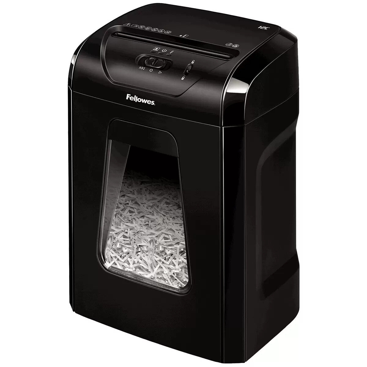 Fellowes Paper Shredder Powershred Cross Cut Office 12 Sheets 19L Pull Out Bin