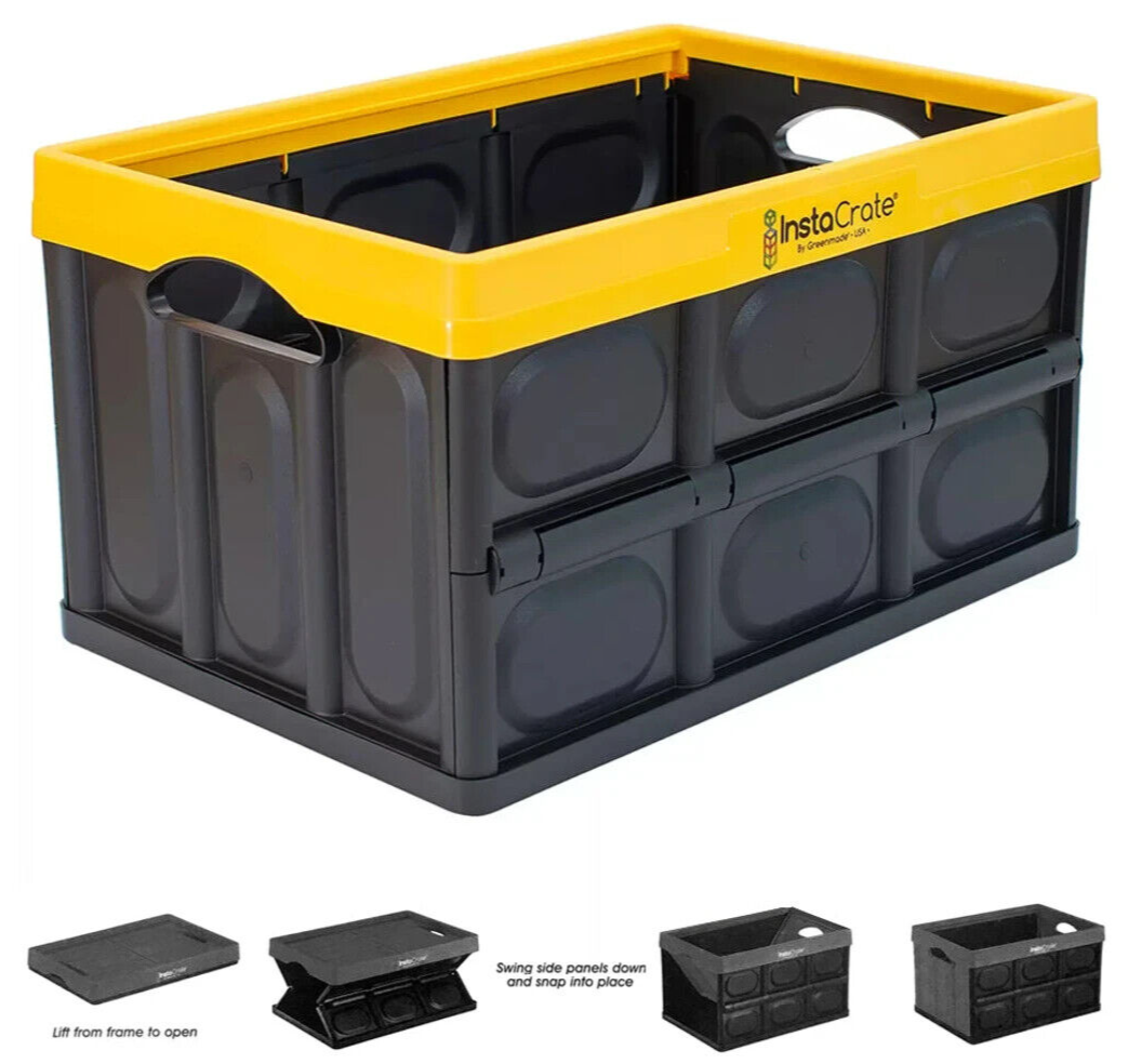 Instacrate Collapsible Crate Storage Foldable Container Solution 46L Yellow
