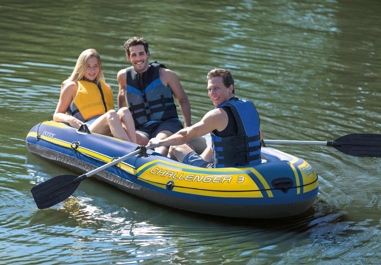 Intex Challenger 3 Person Inflatable Boat Set W/Oars Pump Sports River Lake Raft