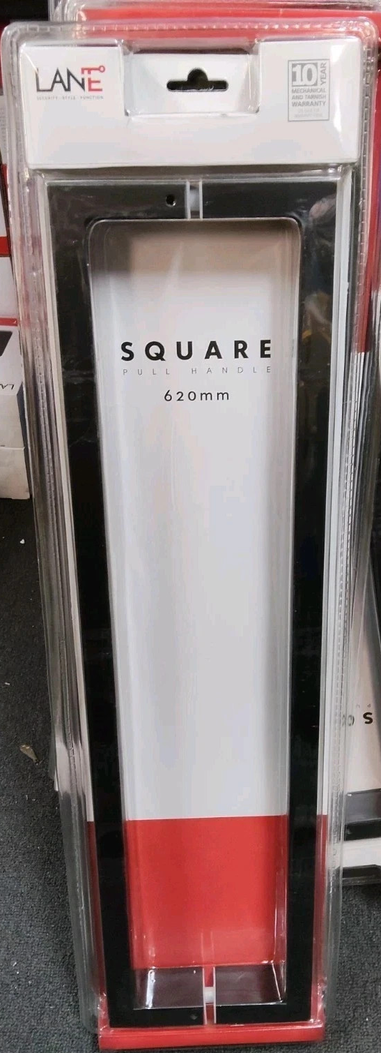 Lane Square Pull  Handle Entrance Front Door Set Fixings Matte Black 620mm