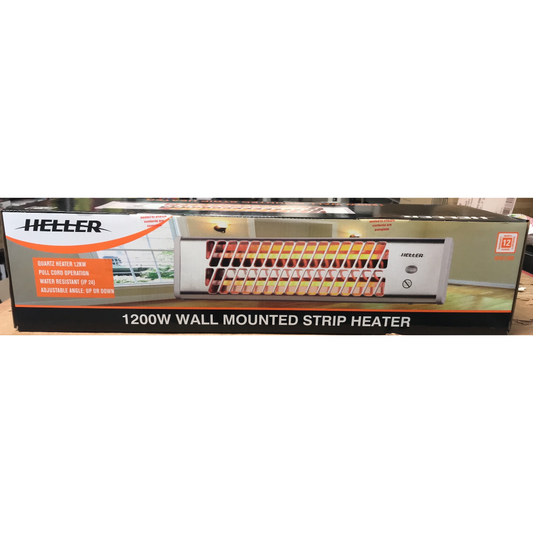Heller Electric Strip Heater Pullcord 1200W 2 Bar Wall Mount 2 Heat Settings