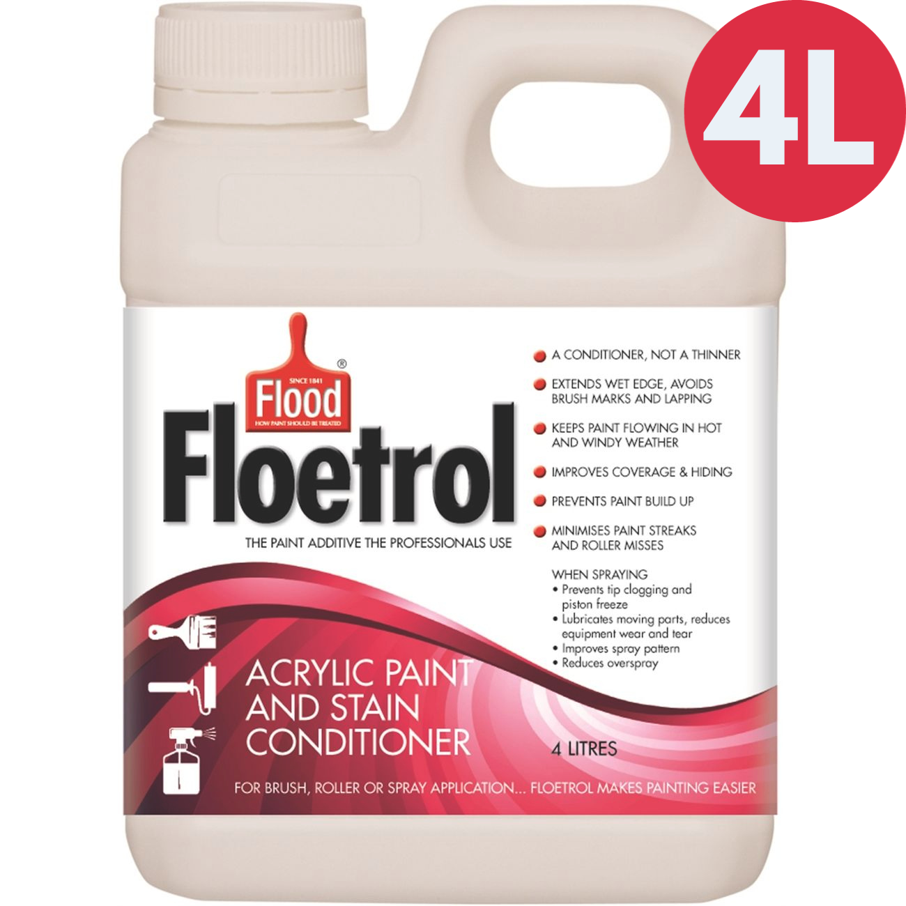 Flood Floetrol 4L Acrylic Paint Stain Conditioner Roller Spray Painting Additive