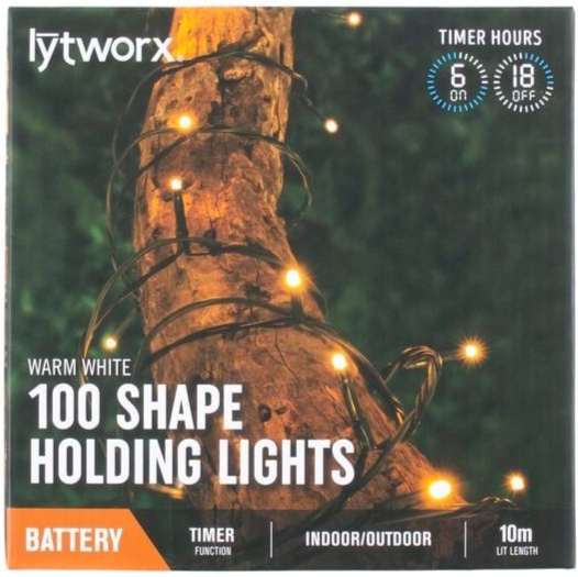 Lytworx 100 Shape Flex Holding Lights Battery Operated Warm White 10m Outdoor