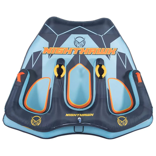 HO Sports Nighthawk 3 Person Towable Tube for Boating with Electric Pump Rope