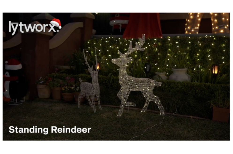 Lytworx Standing Reindeer Statue Christmas Festive Solar Warm White 85cm