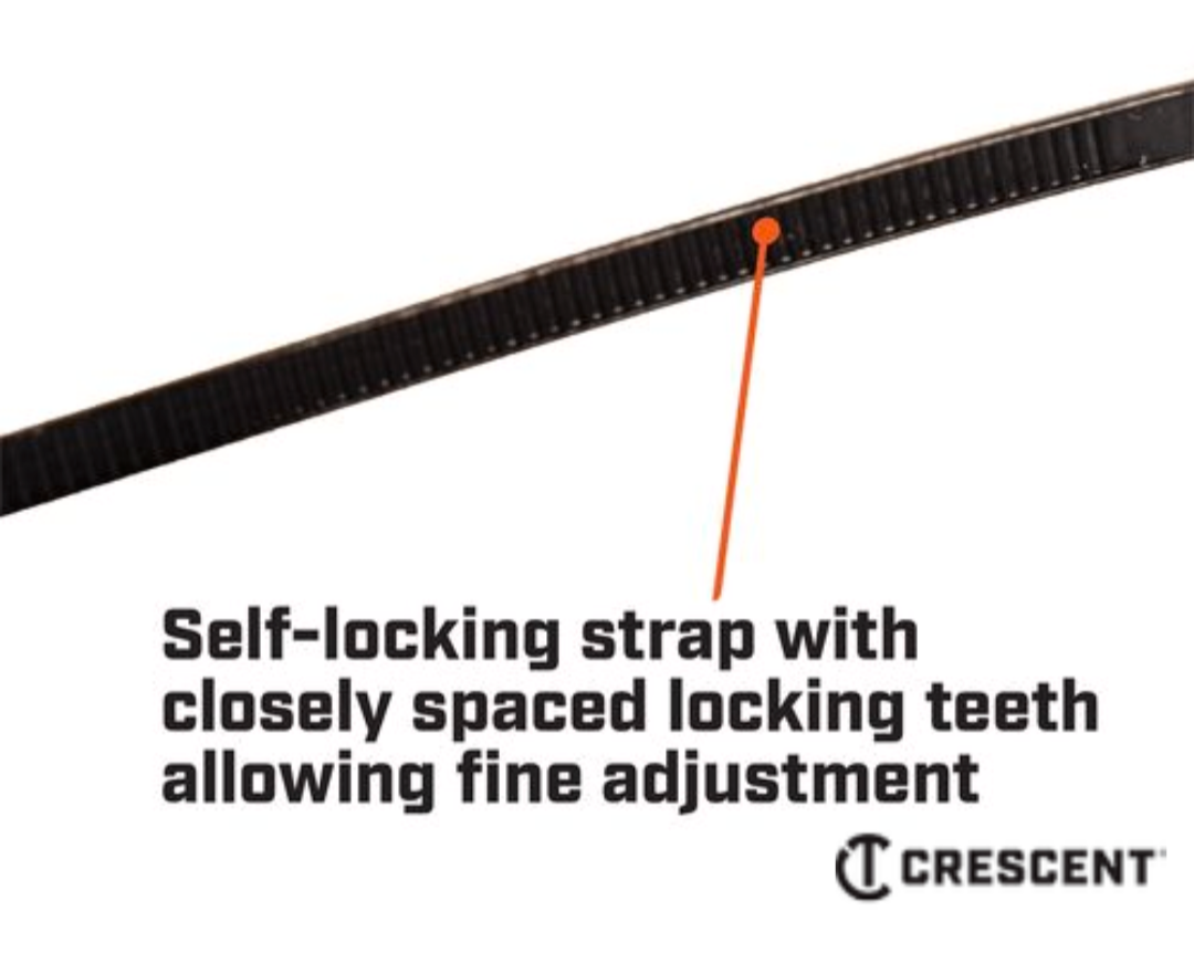 Crescent Cable Ties 200 x 4.6mm Black Nylon Wire Cables Organiser Bulk 500 Pack