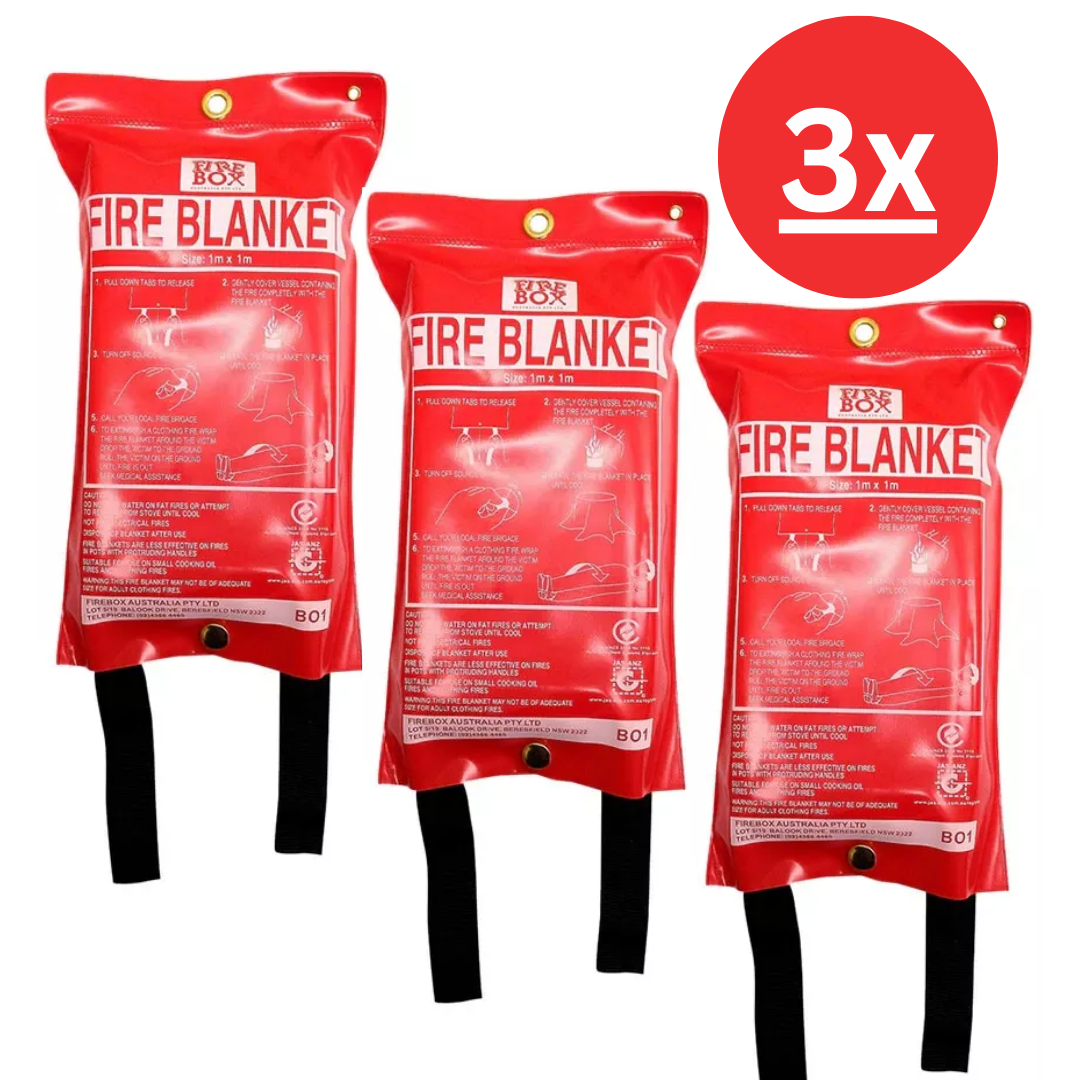 Fire Blanket 1mx1m For Home Kitchen Office Caravan Emergency Flame Extinguisher