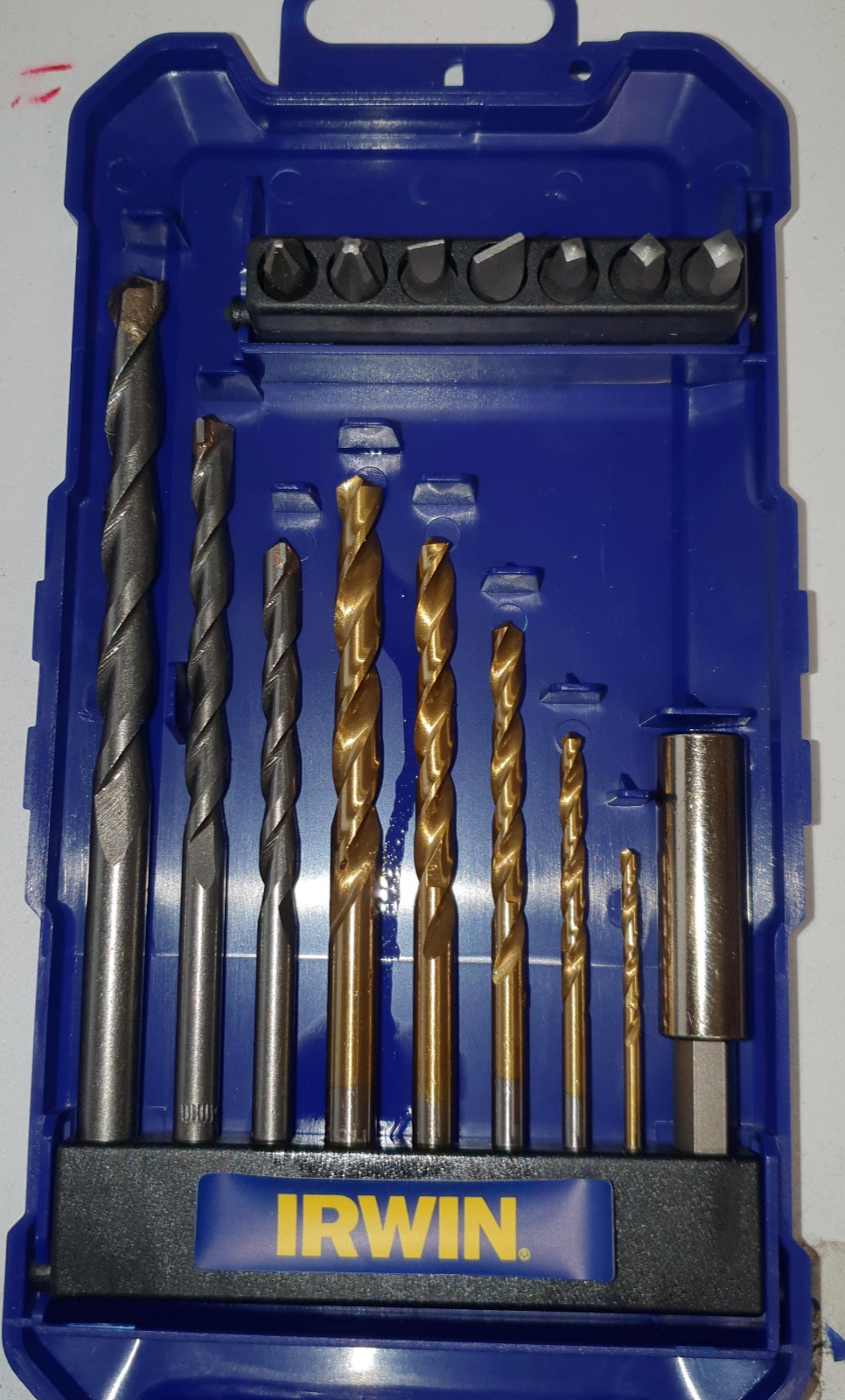 Irwin 16 Pcs Masonry Drill & Screwdriving Titanium Set Wood Metal Brick Bit Tool