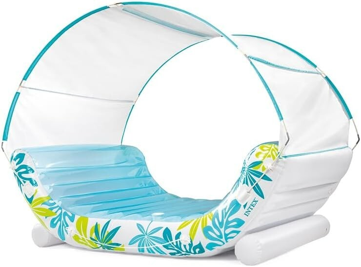 Intex Inflatable Tropical Canopy Lounge Float Two Person Swimming Pool Bed