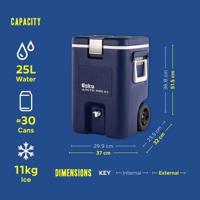 Esky 25L Arctic Pro Can Cooler Chill Ice Cold Water Drink Dispenser with Tap