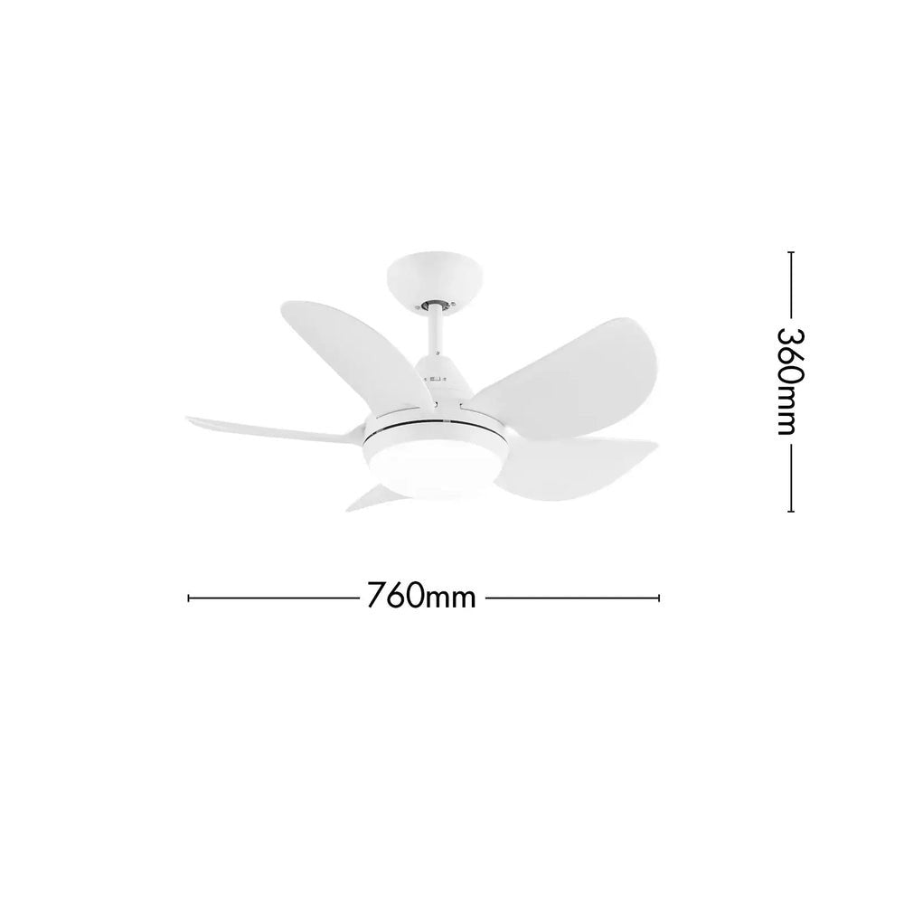 Arlec Maxy 76cm AC Ceiling Fan with LED Light 5 ABS Blades Wall Control White