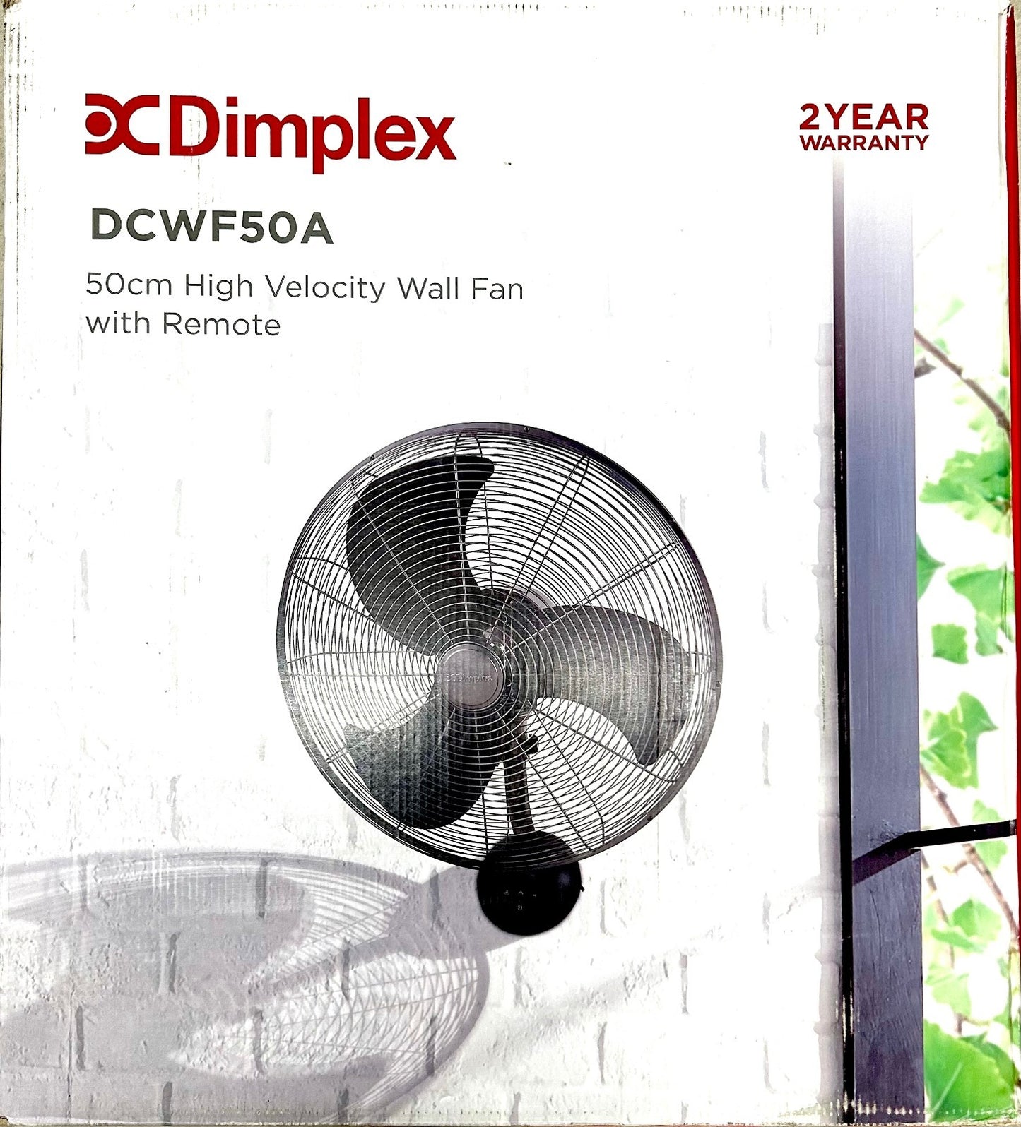 Dimplex 50cm Wall Mounted Fan with Remote Control 3 Speed Oscillating Black