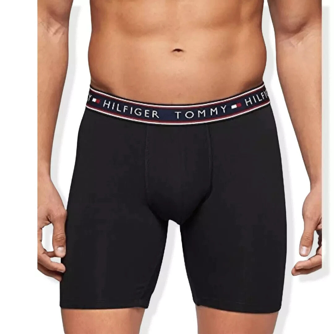 3 Pack Tommy Hilfiger Men's Boxer Briefs Cotton Stretch Large Underwear Black