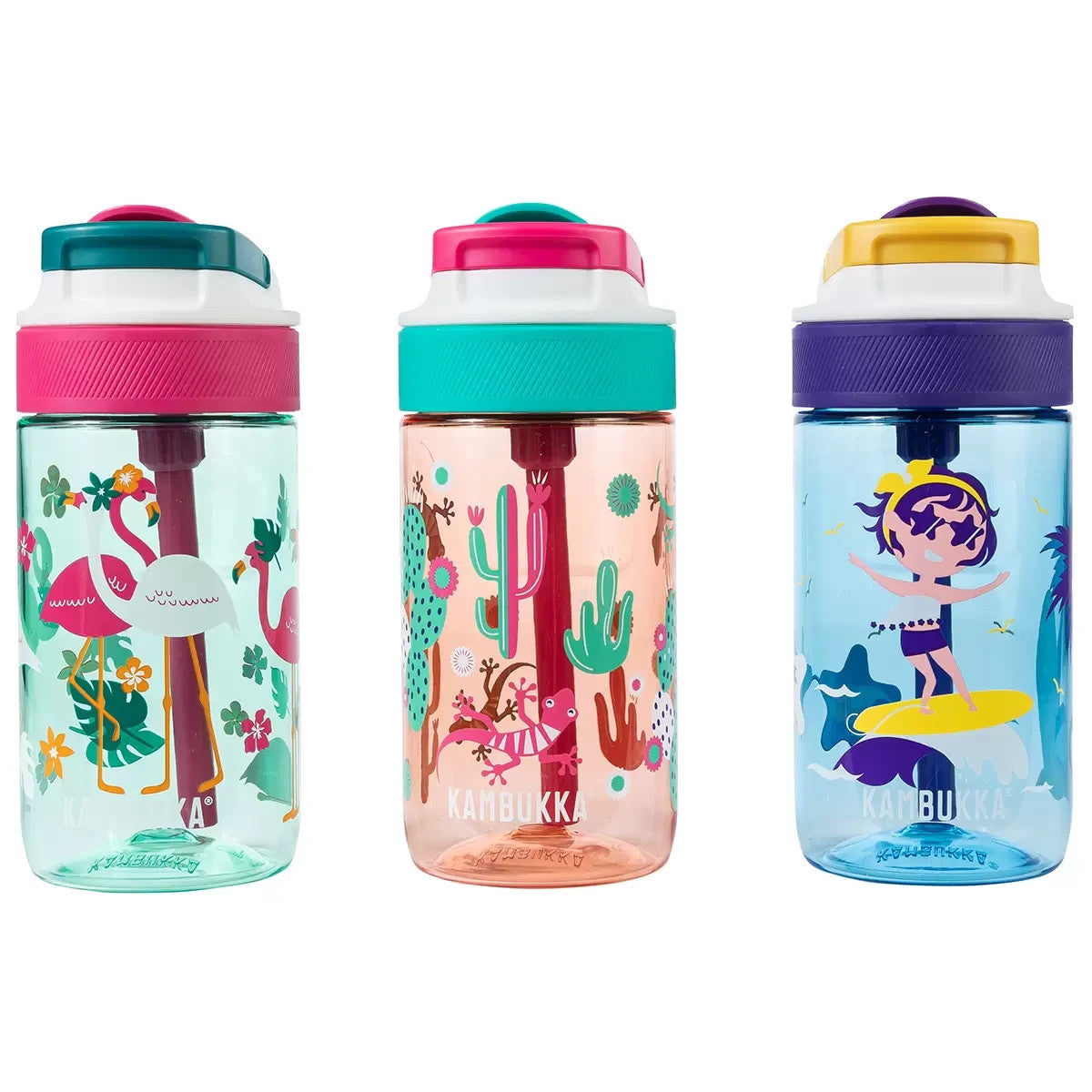 Kambukka Lagoon Kids Water Bottles Leakproof BPA Free Drinking Bottle 400ml 3pc