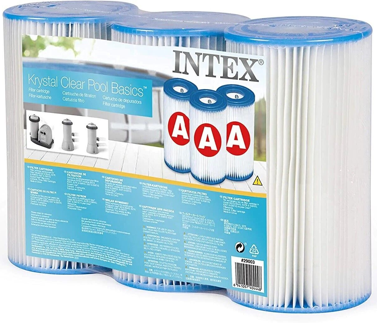 Intex Genuine Replacement Filter Cartridge A Pack Above Ground Swimming Pool 3Pk