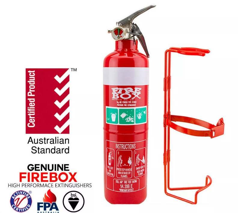 2x Firebox 1kg Fire Extinguisher ABE Professional Dry Chemical Powder w/ Bracket