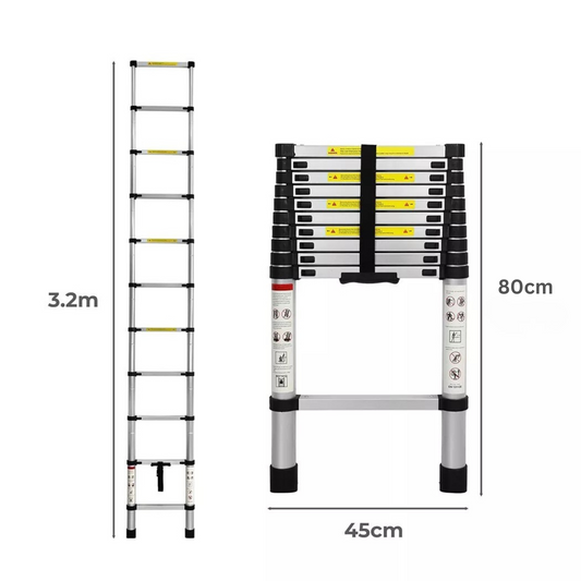 Katashi Telescopic Ladder 3.2M Step Aluminium Extension Portable