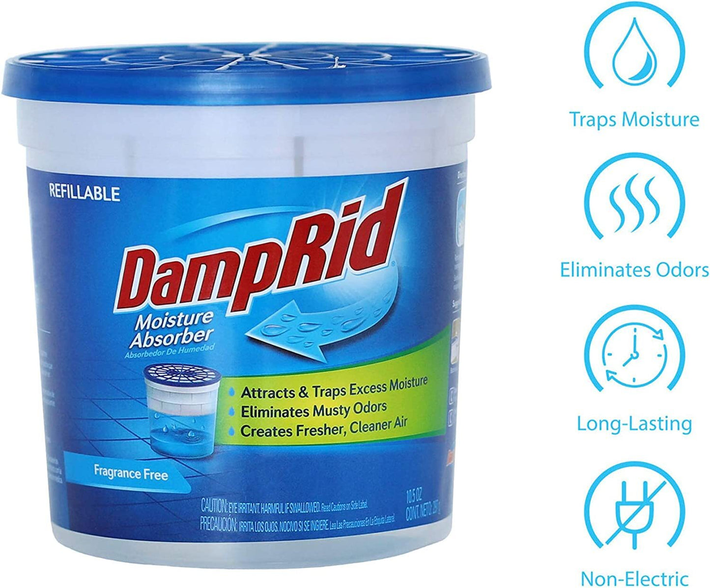 2x DampRid 300g Refillable Moisture Absorber Dehumidifier Mould Musty Odor