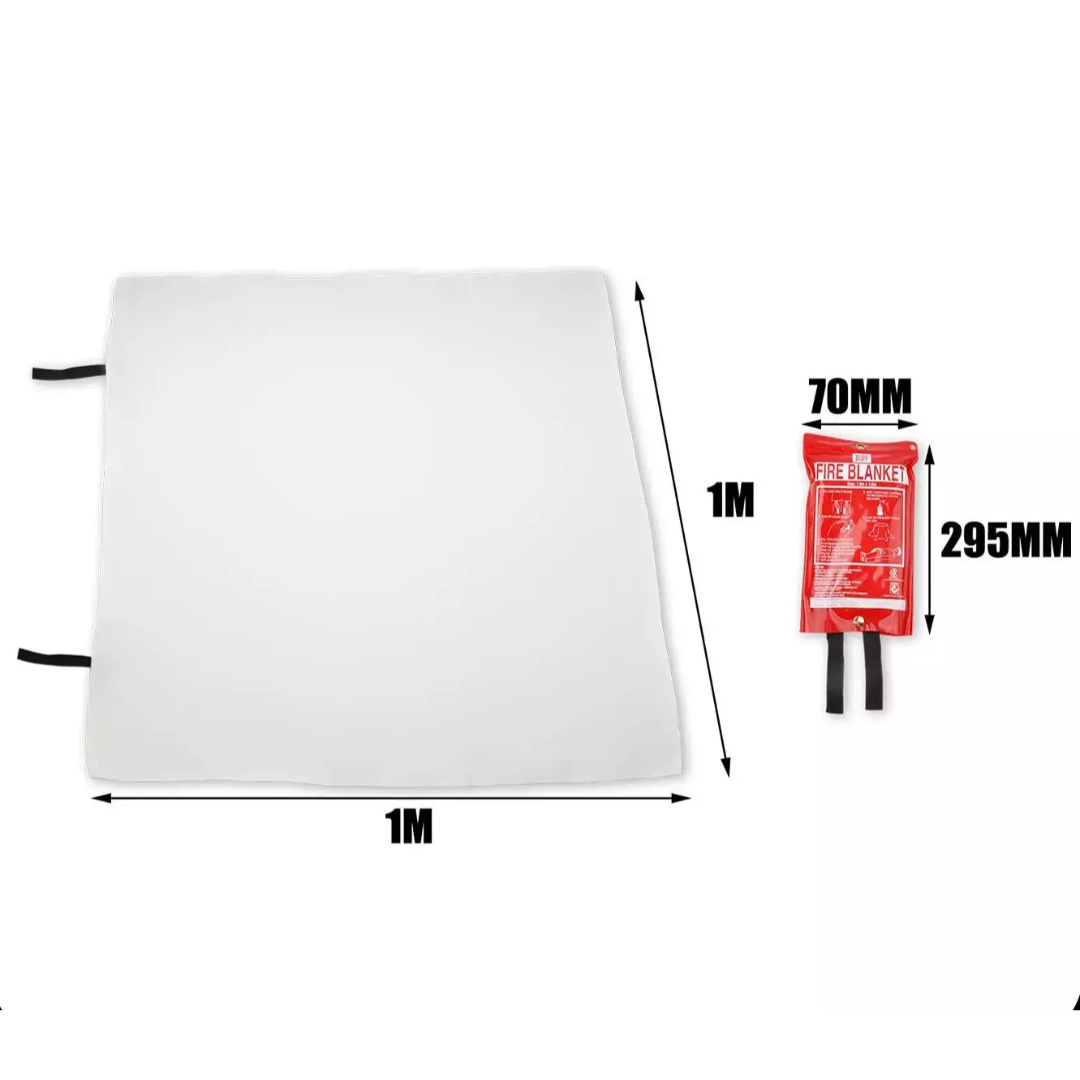 Fire Blanket 1mx1m For Home Kitchen Office Caravan Emergency Flame Extinguisher