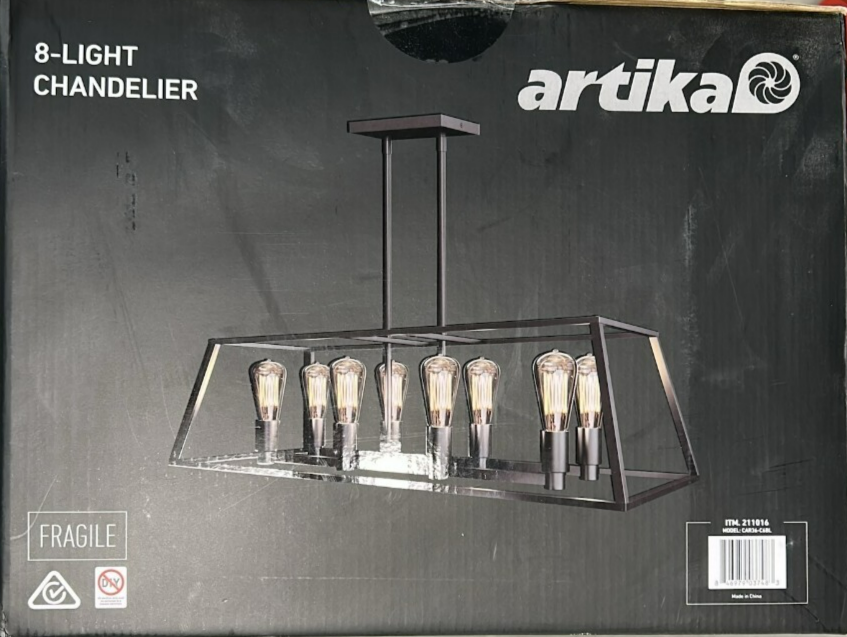 Artika Carter Long 8 Pendant Light Chandelier Dining Kitchen Ceiling Hanging