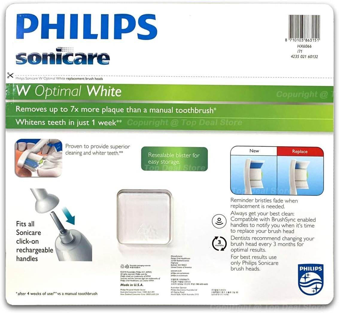 Philips Sonicare Replacement Electric Toothbrush W Optimal Heads Genuine 6 Pack