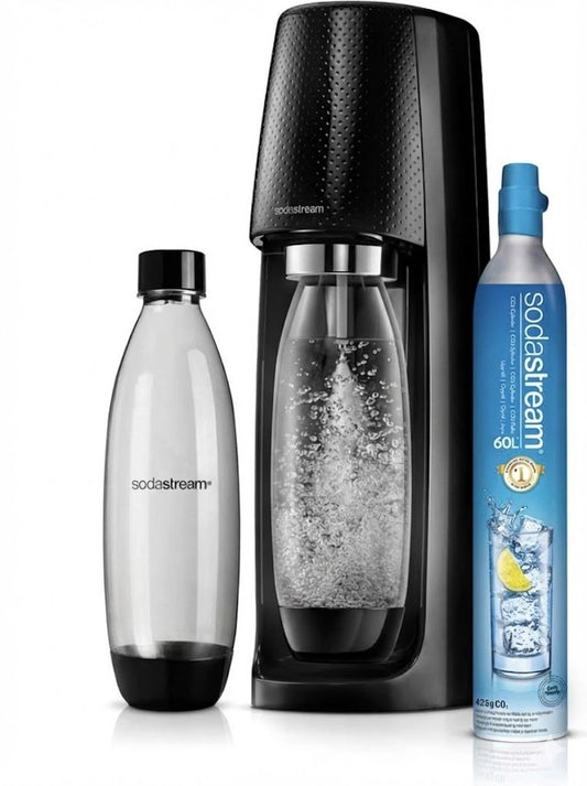 Soda Stream Machine Sparkling Water Maker Soda Fizzy Drinks 2x Bottles 1L  Black