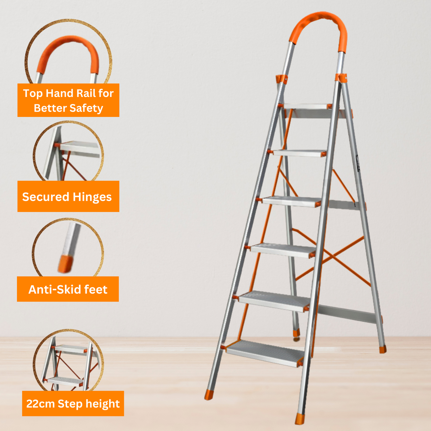 Katashi 6 Step Ladder Aluminium Multi Purpose Folding Light Weight Platform