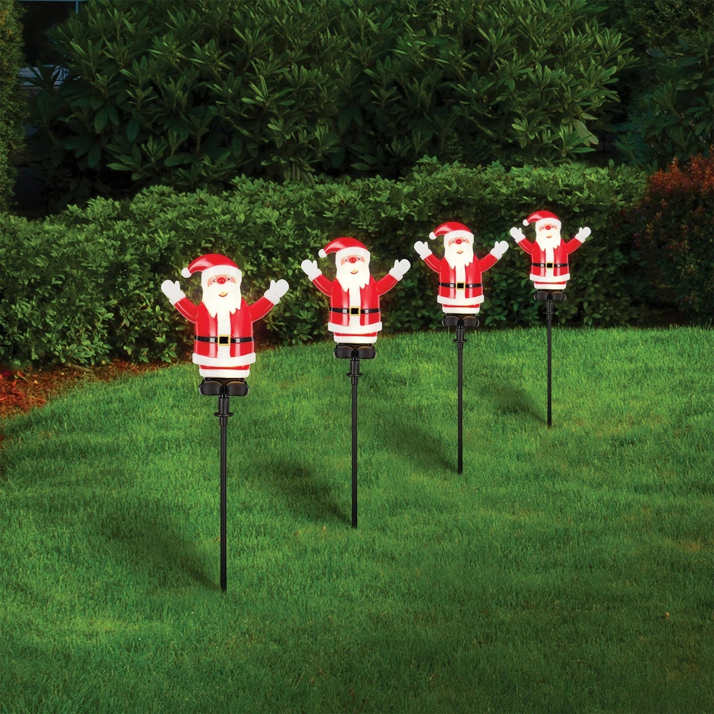 Lytworx Santa Stake LED Lights Warm White Solar Powered Garden Xmas Decor 4 Pack