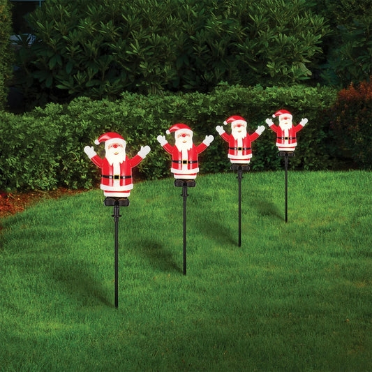 Lytworx Santa Stake LED Lights Warm White Solar Powered Garden Xmas Decor 4 Pack