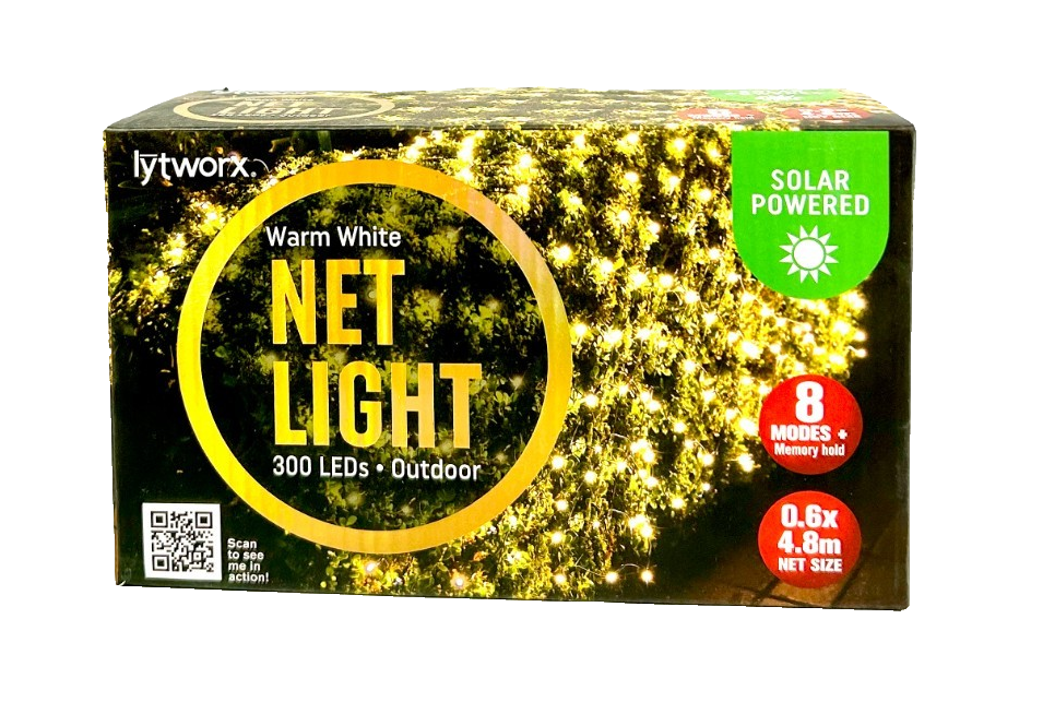 Lytworx Solar Net Lights 300 LED Warm White Snowing Curtain Christmas Decoration