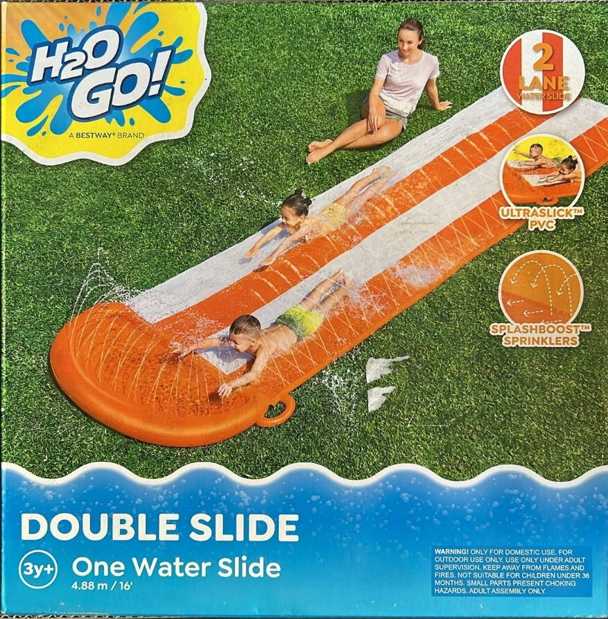 Bestway H2OGO Inflatable Water Slide Double Lane Slip Summer Outdoor Splash Toy