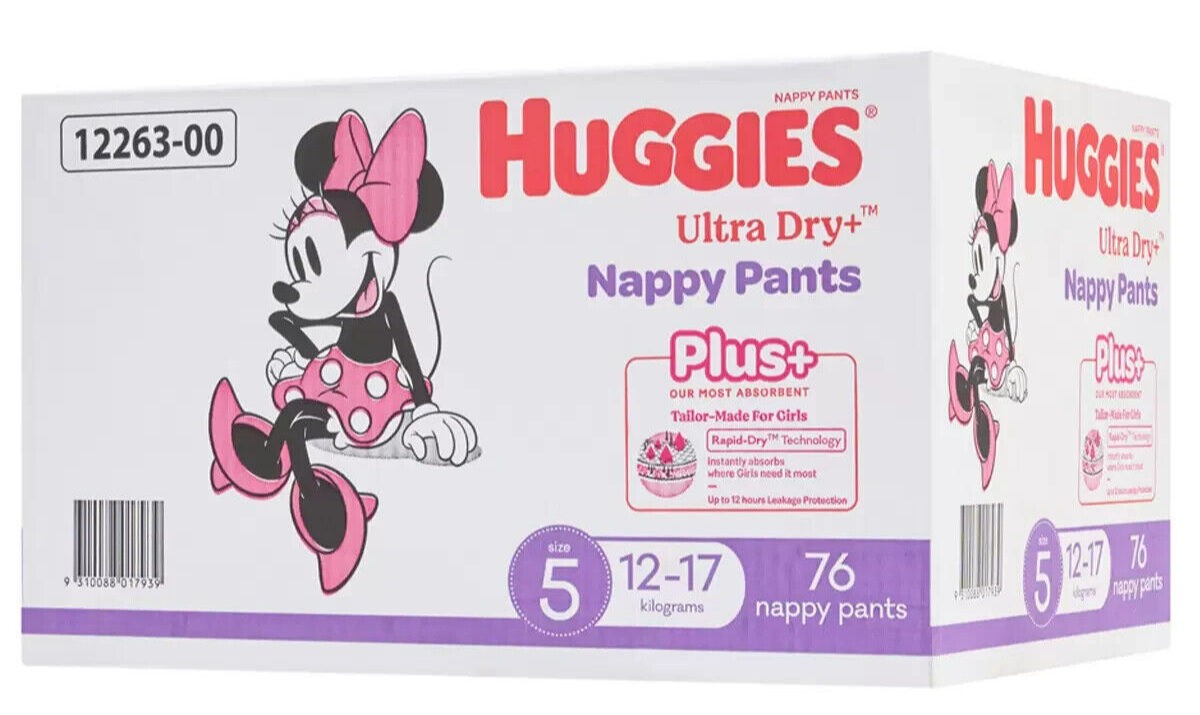 Huggies Nappies Size 5 Girls Ultra Dry Pants Plus  Disposable Diapers 76 Peices