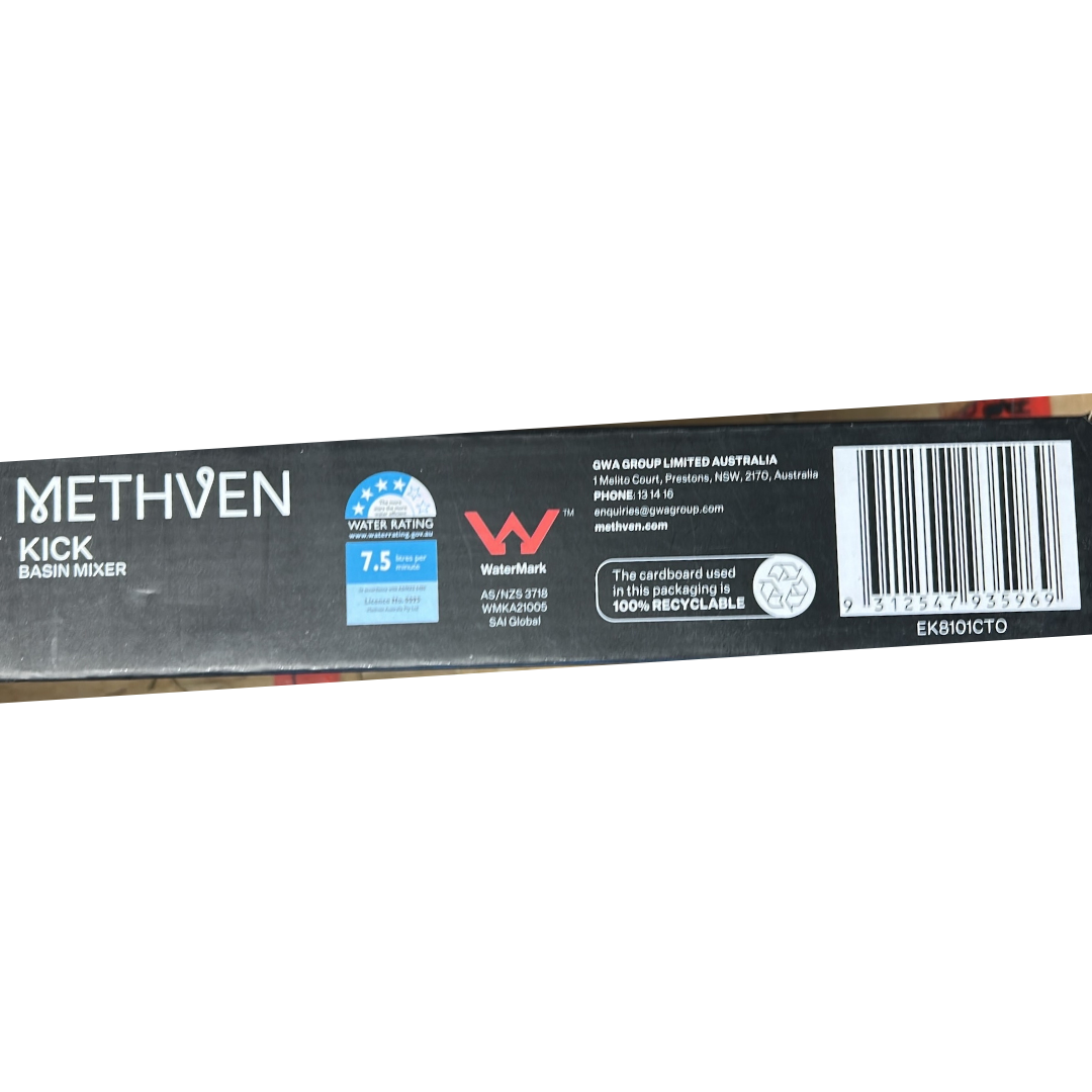 Methven Kick Basin Bathroom Sink Mixer Ovalo Chrome WELS Watermark 106585