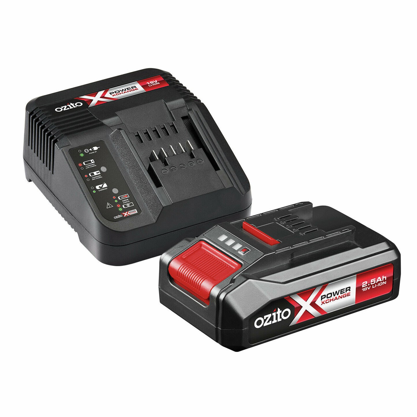 Ozito 18V 2.5Ah Li-Ion Battery Compact Charger Pack PXBC-250C Range Garden Tools