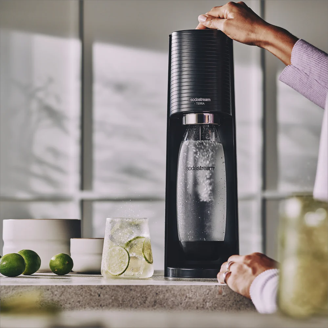 SodaStream Soda Maker Terra Megapack Sparkling Water + 2 x 1L Bottle